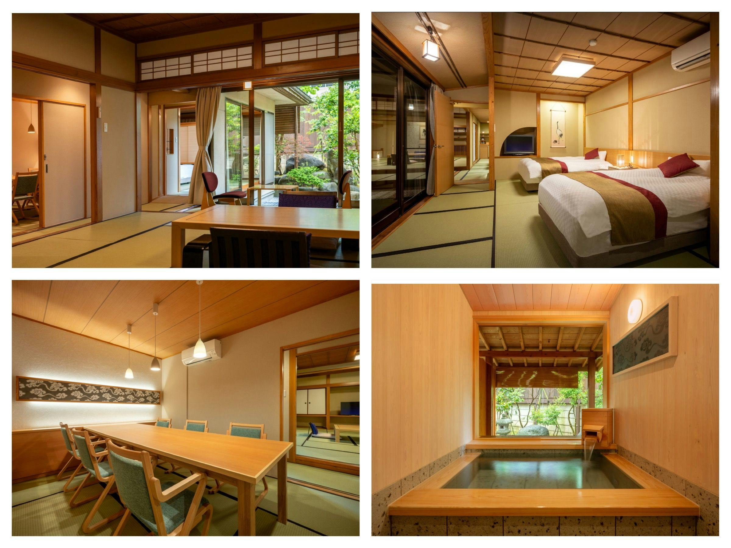 노천 온천과 다이닝이 포함된 일본식-서양식 객실.