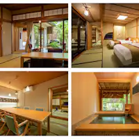 노천 온천과 다이닝이 포함된 일본식-서양식 객실.