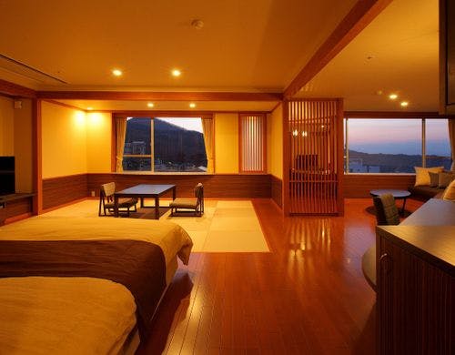 ツインベッド+畳部分のワンルームタイプ