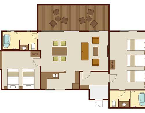 コテージ　5ベッド　間取り図
