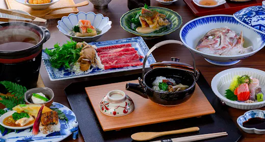 【基本会席】大分旬彩会席 & 鯛兜の地獄蒸し