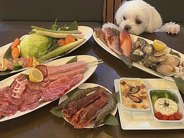1泊2食【愛犬と楽しむプレミアムBBQ】伊勢海老・鮑・和牛ステーキを炭火で!雨天OK!手ぶらでOK