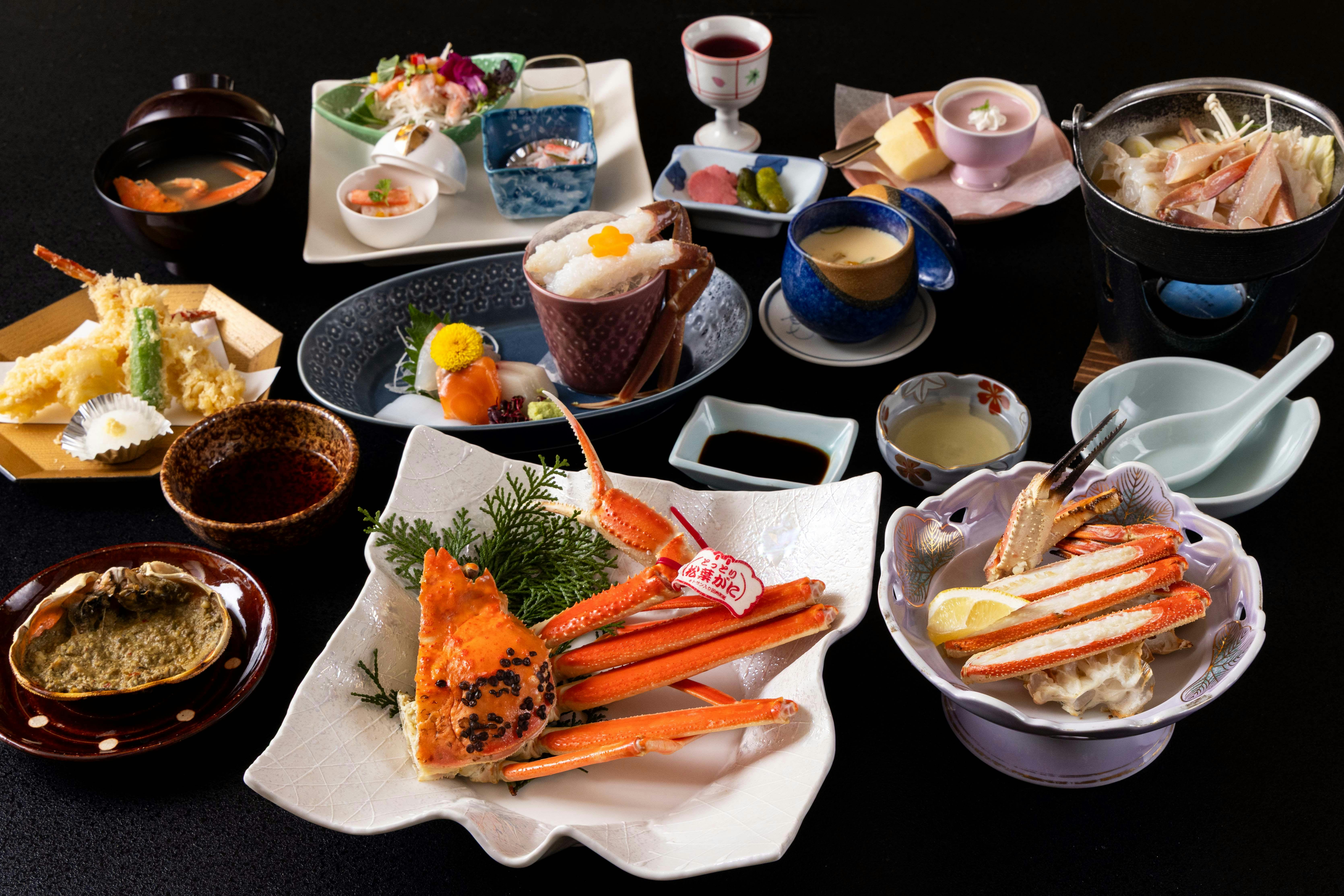 【1.5杯分｜松葉ガニ美味尽くし】冬の味覚の極み ブランド松葉ガニ満喫＜松葉ガニ至福の旅＞｜一泊二食