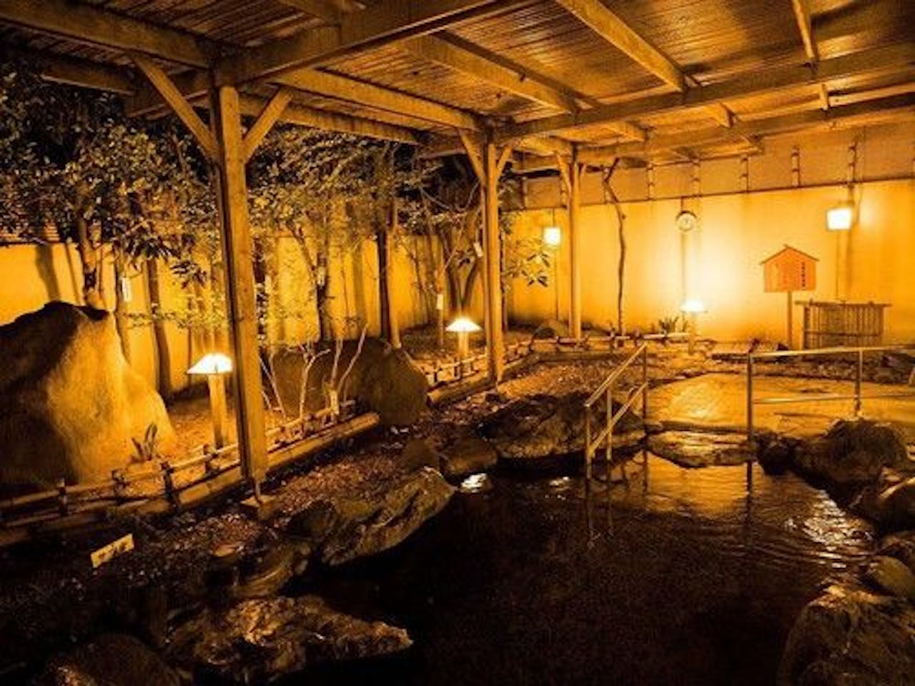 志賀の郷温泉・露天温泉岩風呂(夜)