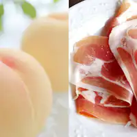 桃の女王 清水白桃と生ハムの絶品創作美食