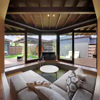 解放感の高いウッドリビング