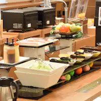 นี่คือตัวอย่างอาหารเช้าแบบบุฟเฟ่ต์