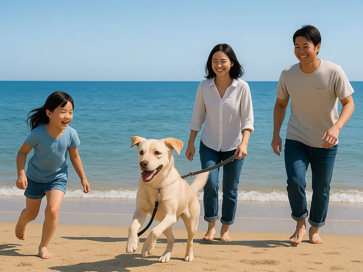 Bermain di pantai bersama anjing kesayangan anda!