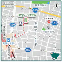 แผนที่บริเวณรอบโรงแรม Ichinomiya Green