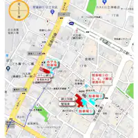 ที่จอดรถจากทาง Hitachi Chuo IC (เส้นประสีแดง)