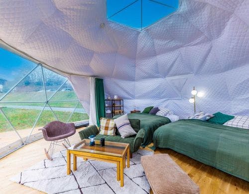 【WOOODSドーム】Greenクイーンベッド×2