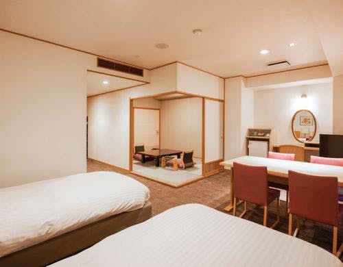 湯美亭和洋室】洋間ベッド＋和室6畳※一例