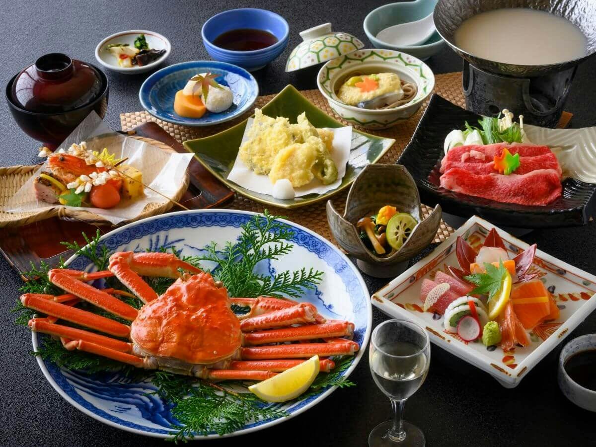 Kaiseki dengan ketam salji (zuwaigani)