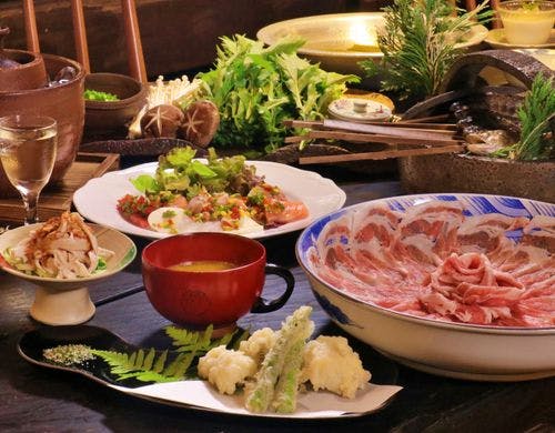 【夕食一例】津山黒豚しゃぶしゃぶコース