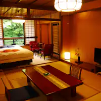 침대 있음, 강가의 일본식 및 서양식 방 6+10 다다미.