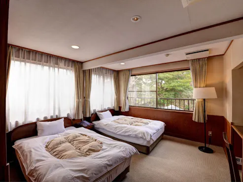 *【ห้องพักสไตล์ญี่ปุ่นและตะวันตก (ห้องเสื่อทาทามิ 6 เสื่อ + ห้องนอนเตียง)】