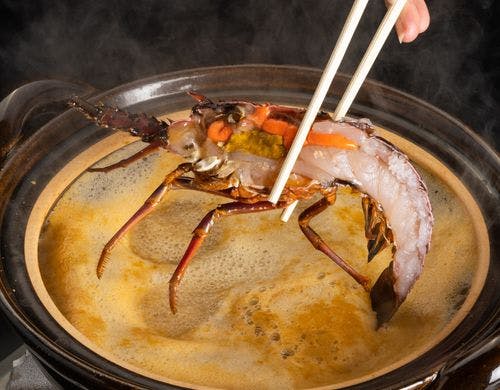 名物の食べる海老汁しゃぶしゃぶ