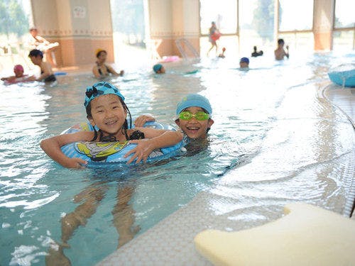 An indoor heated pool that can be enjoyed even when it rains.