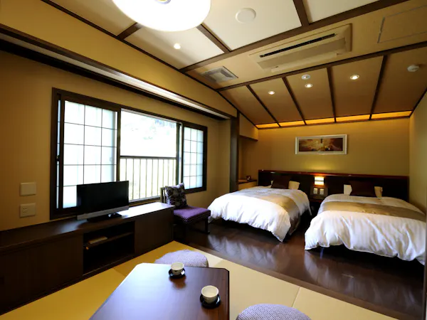 山里の風景が楽しめる部屋