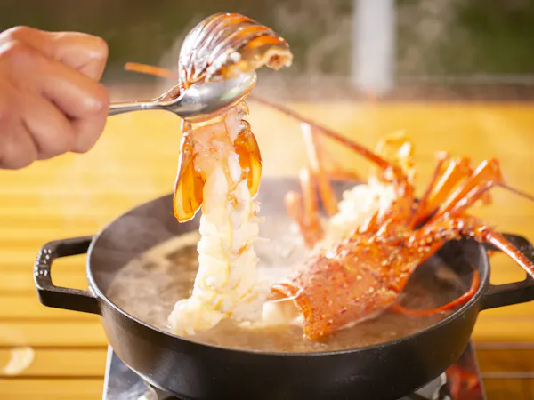 【冬季限定】伊勢海老の漁師鍋コース 天然温泉露天風呂でリラックス【夕朝食付】