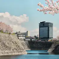 ปาติน่า โอซาก้า ที่ตั้งตระหง่านเคียงข้างดอกซากุระ