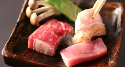 【特選プラン】<2食付>【味覚探訪信州ブランド肉3種食べ比べ】 硫黄香る温泉を心ゆくまで