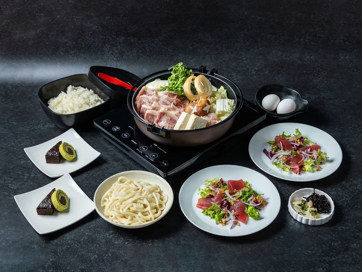 もとぶ牛すき焼きコース一例