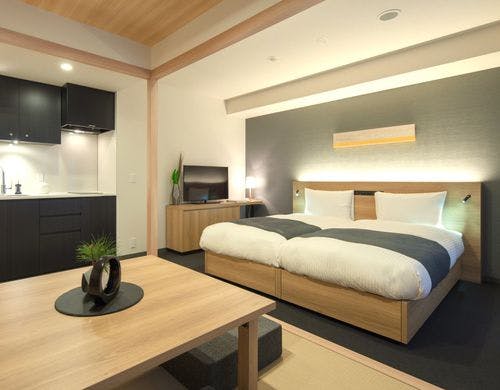 キッチン付きのお部屋でお料理を楽しめます