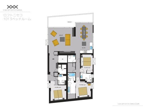 フロアプラン101　３ベッドルーム