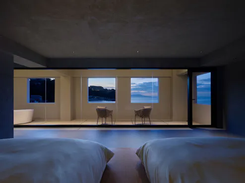 3Fのベッドルームの黄昏時の写真です。