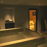 サウナルームの水風呂&温泉