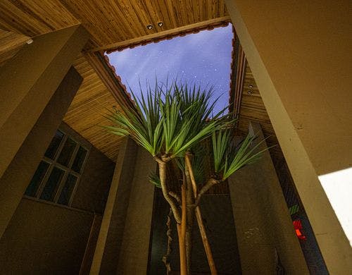 中庭から眺める星空