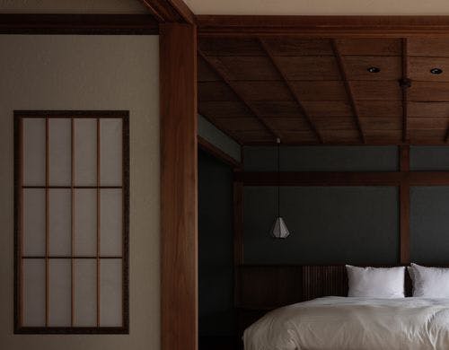 寝室キングベッド