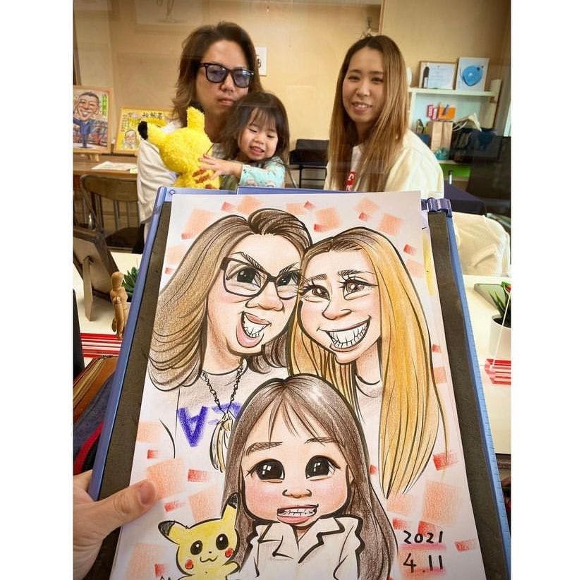 対面似顔絵-3名