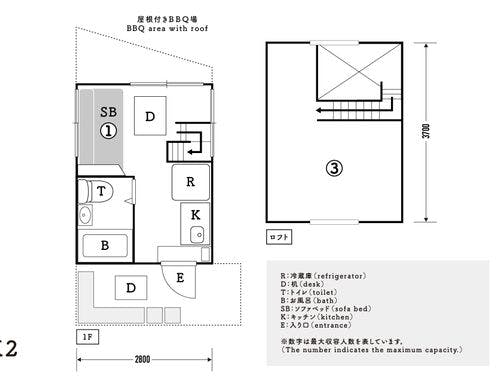 2名用タイニーログハウス（K1）