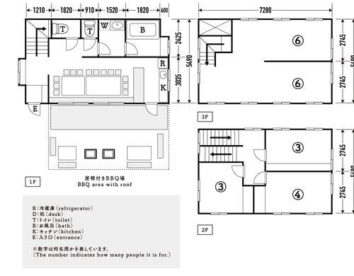 22名様用棟の2F寝室です。