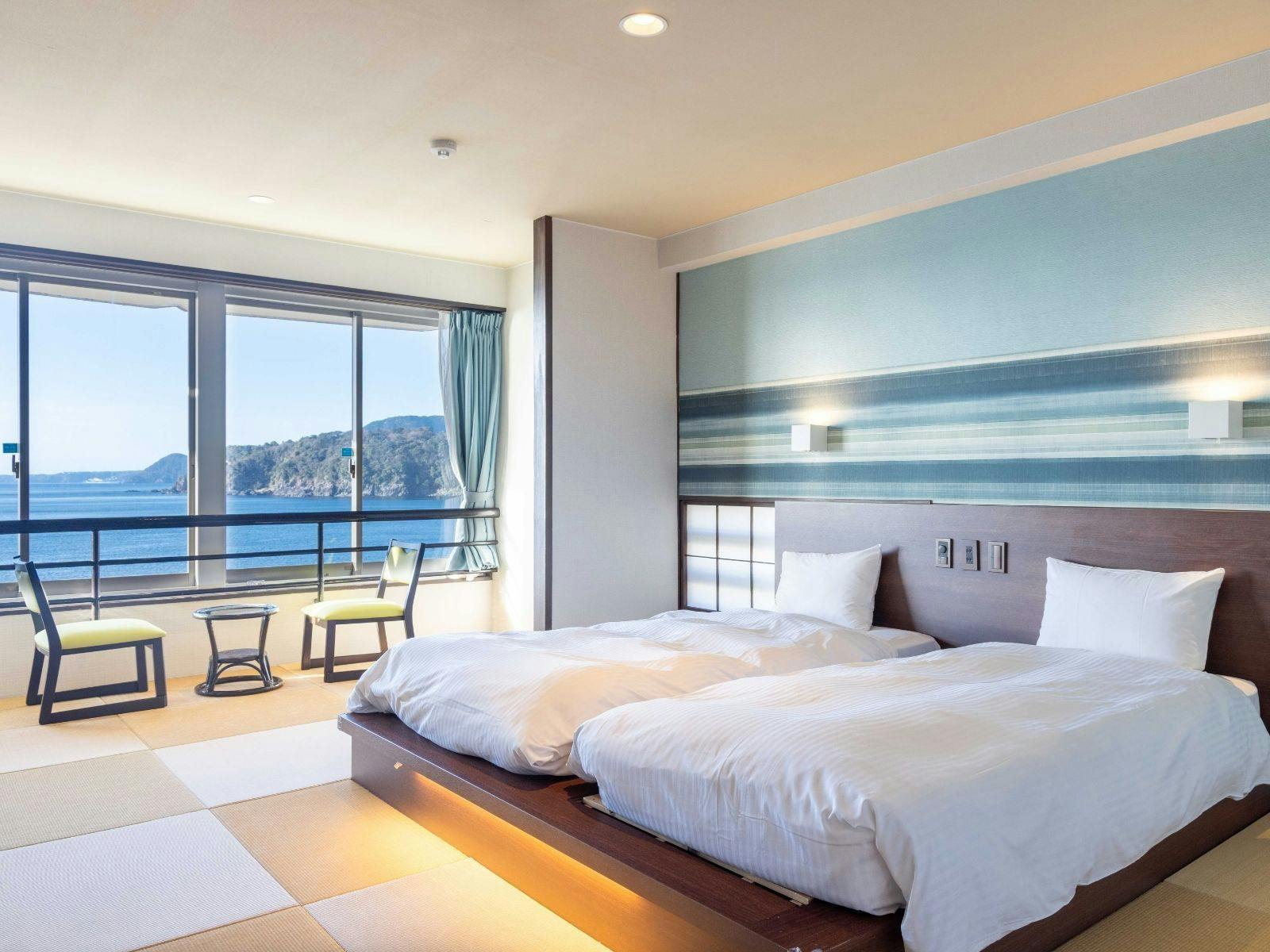 ห้องพักเตียงแฝดพร้อมฝักบัว (ห้องมุม ขนาด 10 เสื่อทาทามิ)