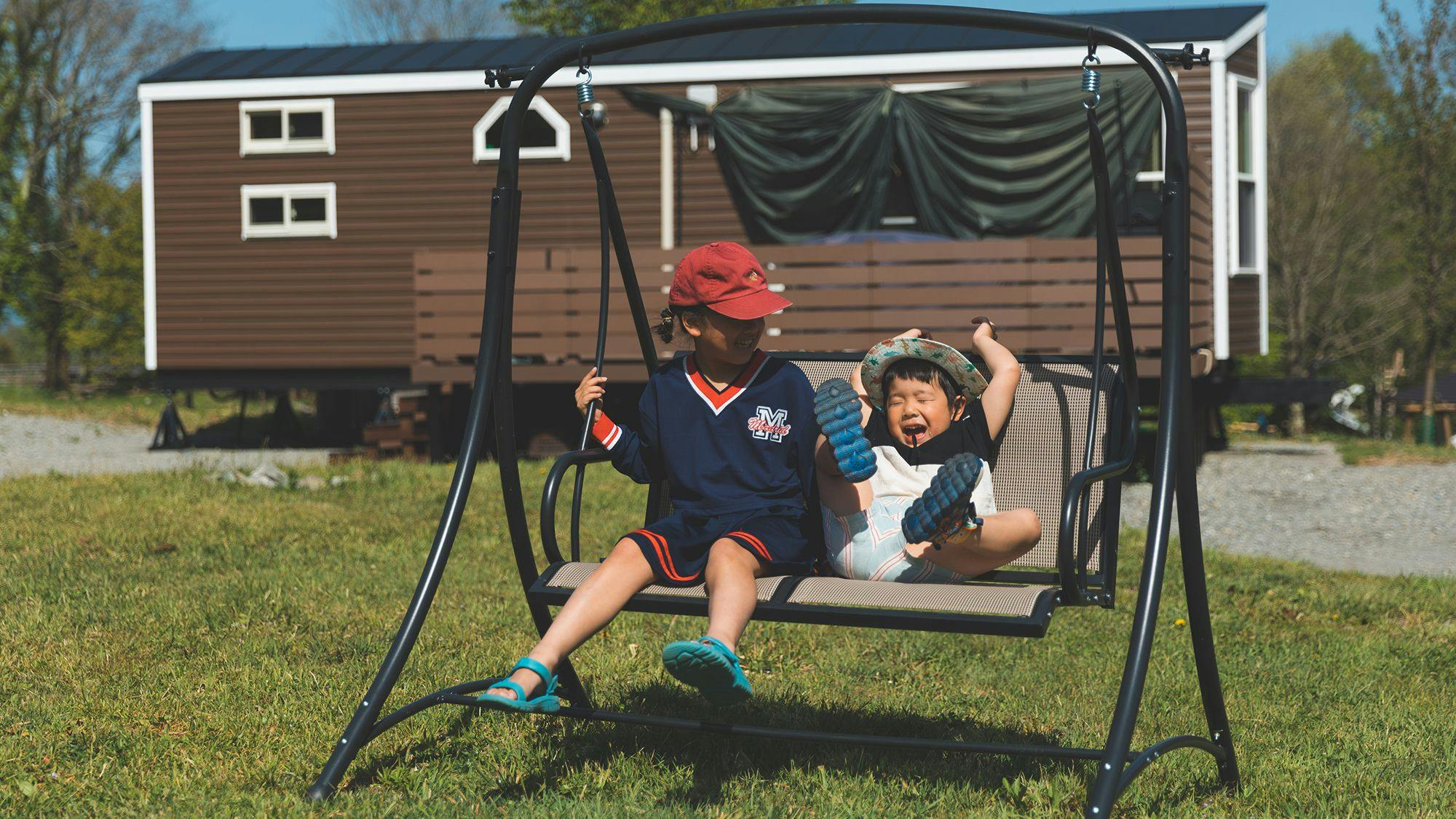 The outdoor space is equipped with ample Facilities for children to play.