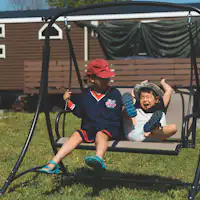 The outdoor space is equipped with ample Facilities for children to play.