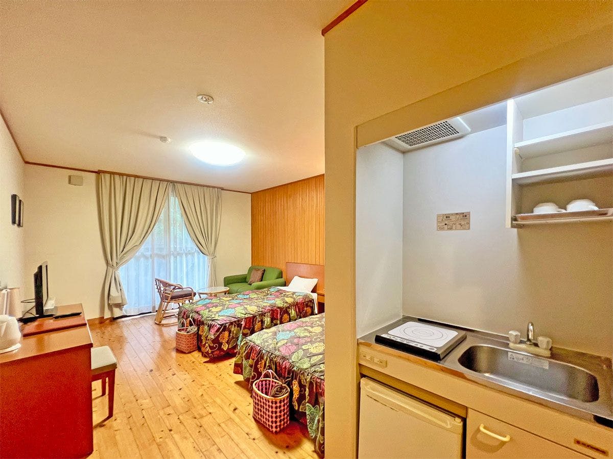 【อาคารใหม่】ห้องพักเตียงคู่สไตล์ตะวันตก พร้อมมินิครัว