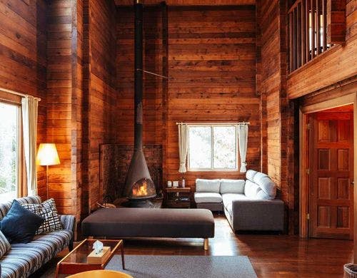 リビングルームと薪ストーブ