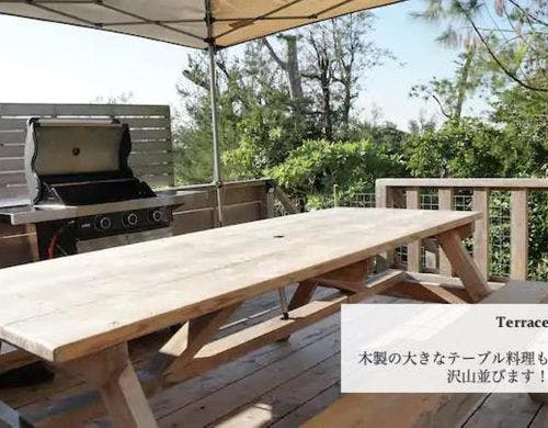 トレーラーハウス　テラスです。