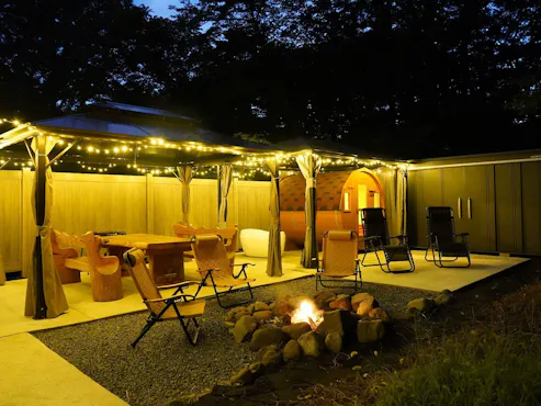 Sauna Barrel, BBQ, Tapak Api Unggun