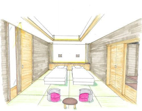 (椿)禁煙 スタンダードツイン和洋室 平面図