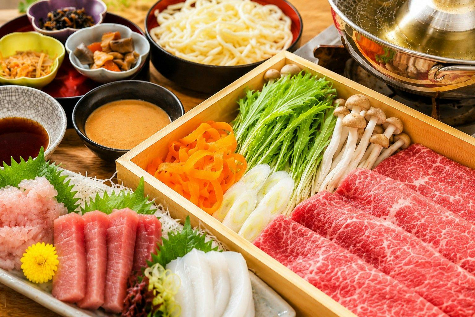 ชุดอาหารชาบูเนื้อวากิวญี่ปุ่นพันธุ์คุโรเกะ (โกเซ็น)