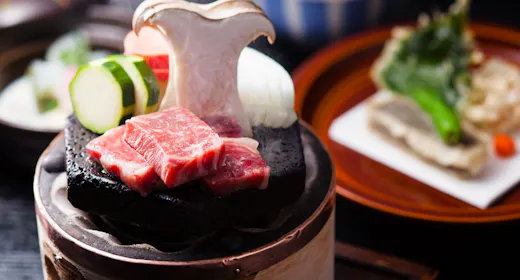【お食事グレードアップ・1泊夕朝食付】山梨県産黒毛和牛「甲州牛」日本料理会席コース