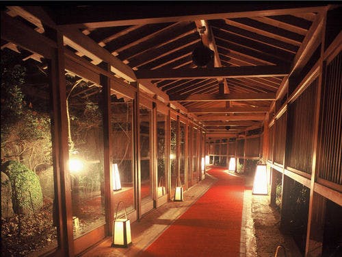 離れ風の特別和室へ続く廊下