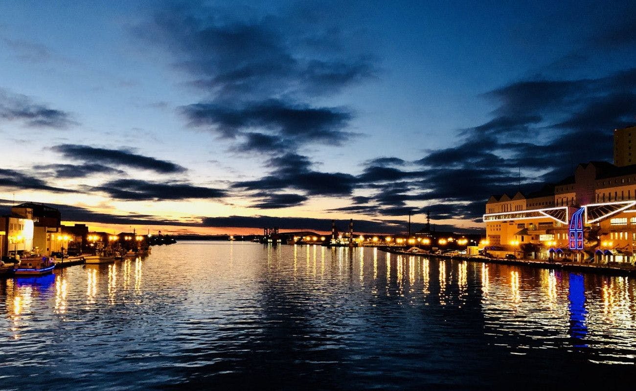 ทิวทัศน์ยามเย็นของแม่น้ำคุชิโระ