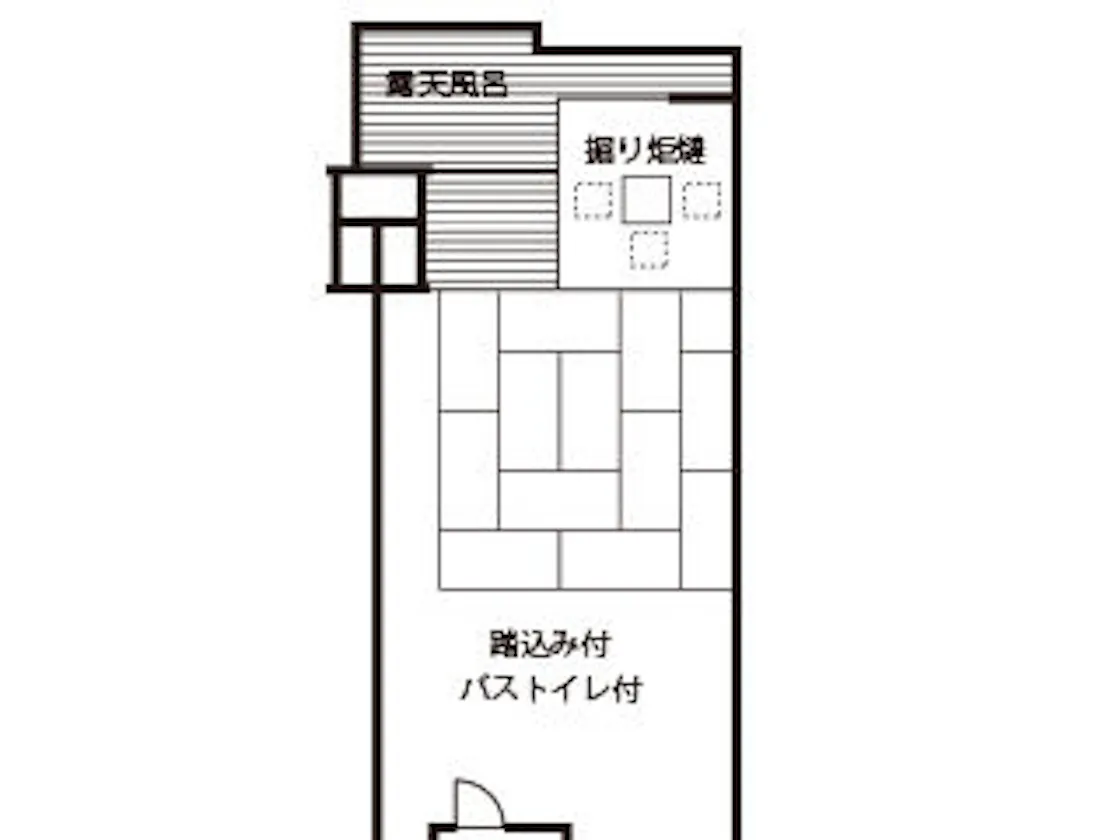 露天風呂+堀炬燵付き和室間取り図