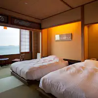 ห้องพักแบบญี่ปุ่นเตียงคู่พร้อมวิวทะเล